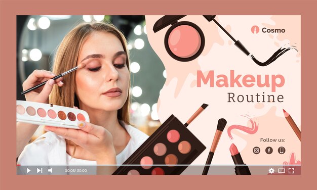 Banner de artista de maquillaje de textura plana dibujada a mano