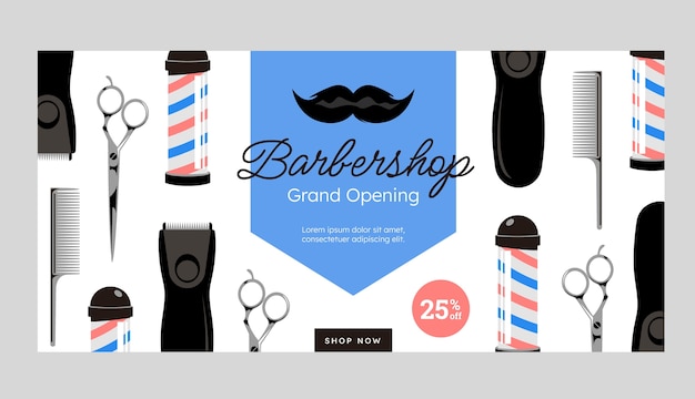 Vector gratuito banner de barbería dibujado a mano