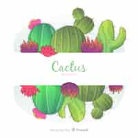 Vector gratuito banner en blanco con cactus en acuarela