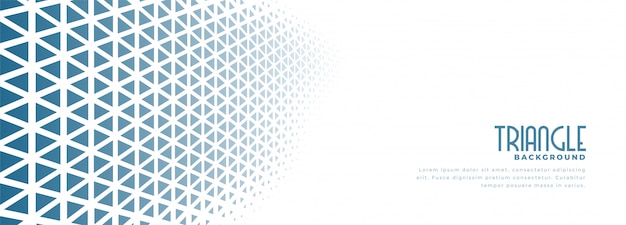 Vector gratuito banner blanco con diseño de patrón de semitono triángulo azul