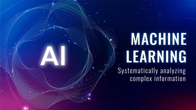 Banner de blog de tecnología disruptiva de vector de plantilla de aprendizaje automático AI