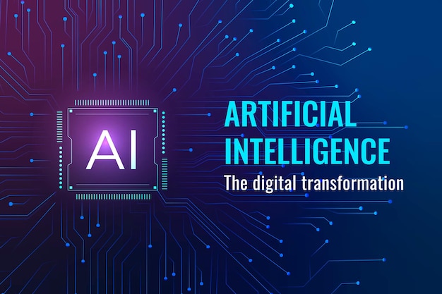 Banner de blog de tecnología disruptiva de vector de plantilla de tecnología AI futurista