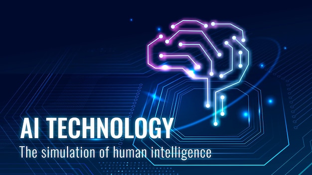 Banner de blog de tecnología disruptiva de vector de plantilla de tecnología AI futurista