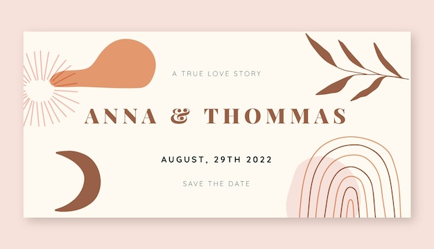 Banner de boda boho dibujado a mano