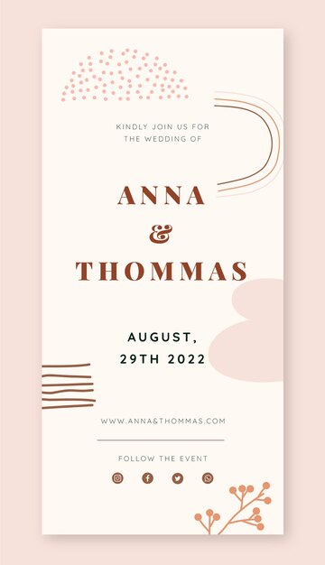 Banner de boda boho dibujado a mano