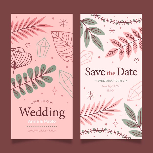 Banner de boda boho dibujado a mano