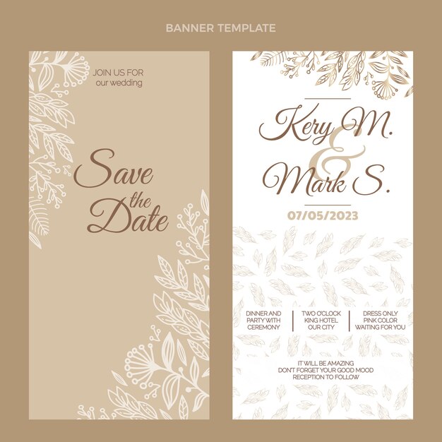 Banner de boda dibujado a mano en acuarela