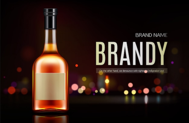 Vector gratuito banner de botella de brandy