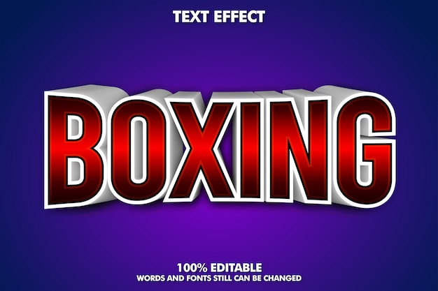 Vector gratuito banner de boxeo - efecto de texto 3d editable