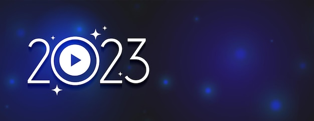 Vector gratuito banner brillante de año nuevo 2022 con botón de reproducción