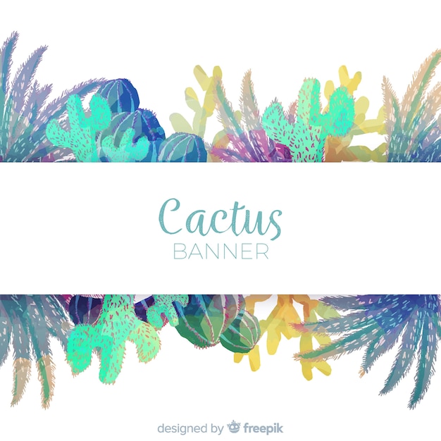 Banner cactus acuarela