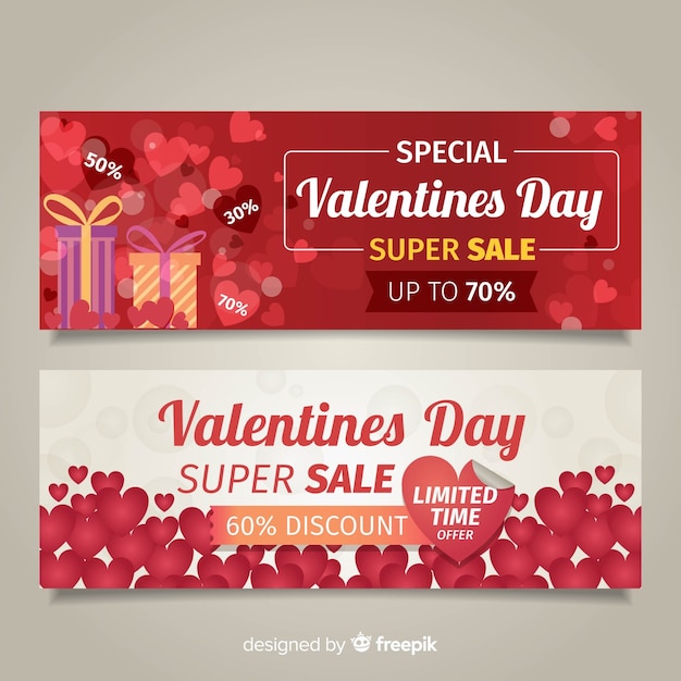 Banner caja de regalo rebajas san valentín