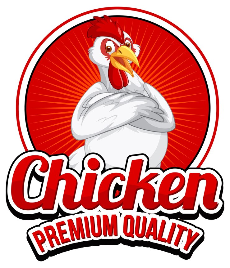 Vector gratuito banner de calidad premium de pollo con personaje de dibujos animados de pollo