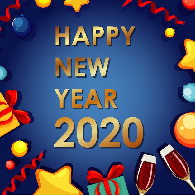 Banner de cartel para año nuevo 2020