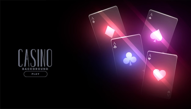 Banner de casino jugando a las cartas que brilla intensamente