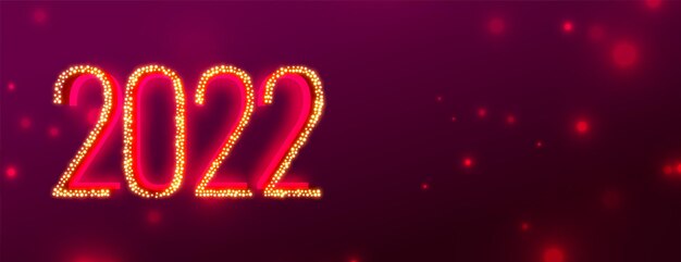 Banner de celebración de año nuevo 2022 brillante con destellos