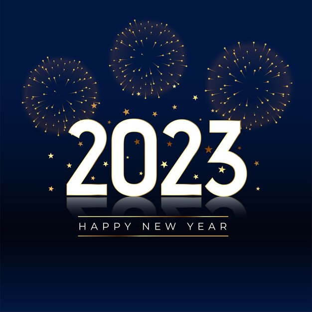 Banner de celebración de año nuevo 2023 con ilustración de vector de diseño de fuegos artificiales