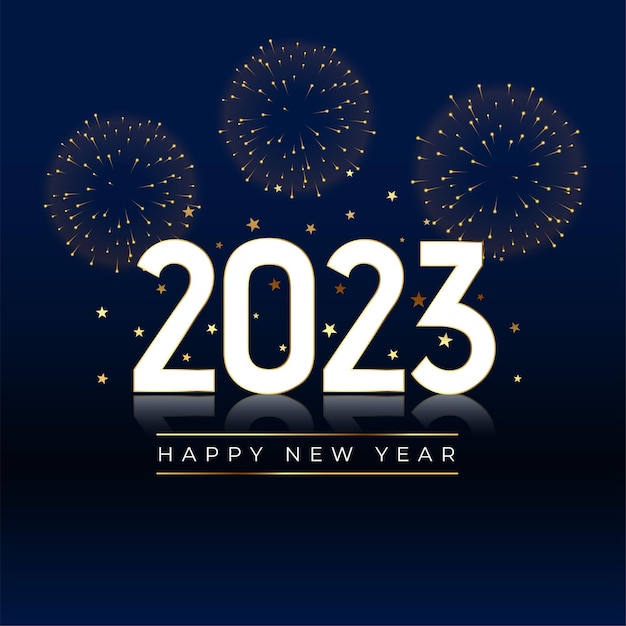 Banner de celebración de año nuevo 2023 con ilustración de vector de diseño de fuegos artificiales