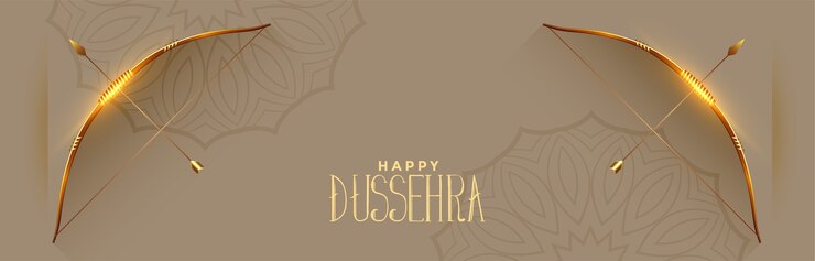 Vector gratuito banner de celebración de festival de dussehra feliz con arco y flecha