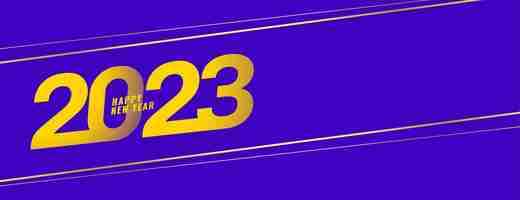 Vector gratuito banner de celebración púrpura feliz año nuevo 2023