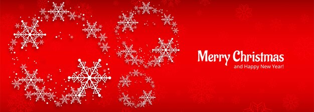 Banner de celebración de tarjeta de Navidad para copo de nieve rojo