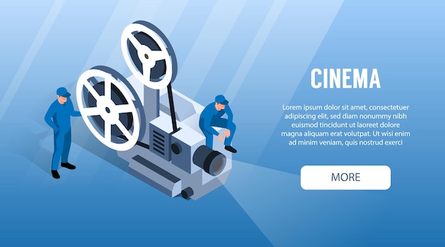 Vector gratuito banner de cine isométrico