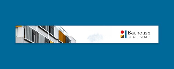 Vector gratuito banner de clasificación de bienes raíces de bauhouse colorido geométrico