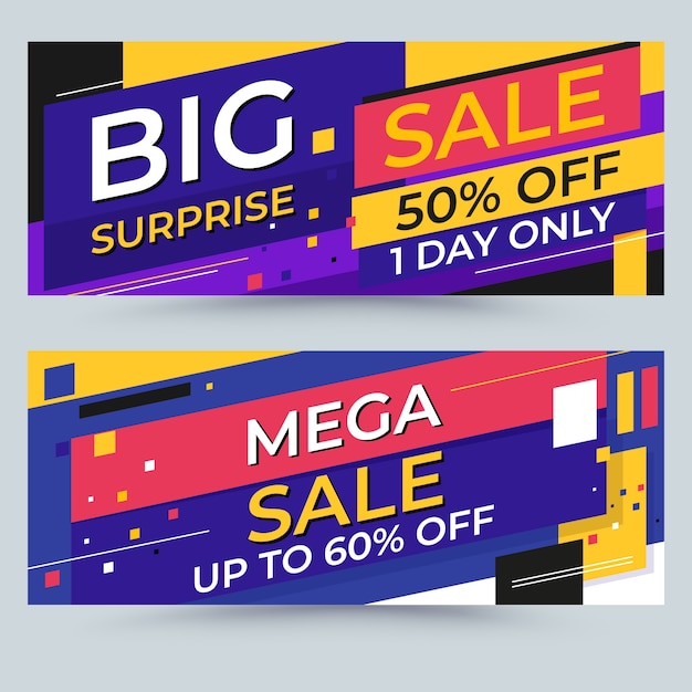 Banner colorido abstracto de ventas
