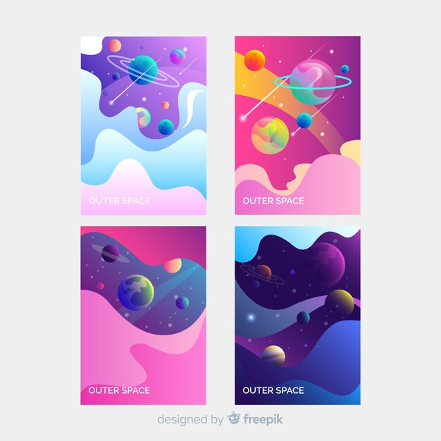 Banner colorido espacio exterior dibujado a mano