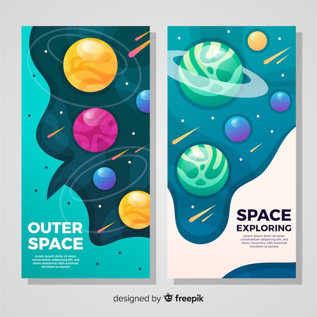 Vector gratuito banner colorido espacio exterior