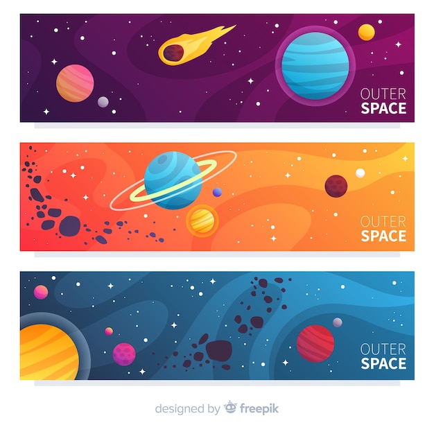 Vector gratuito banner colorido espacio exterior