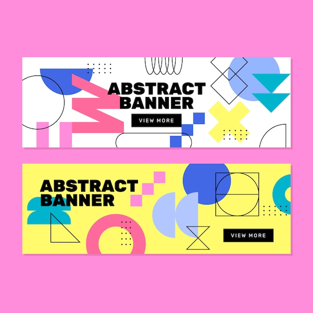 Banner colorido establece plantilla abstracta