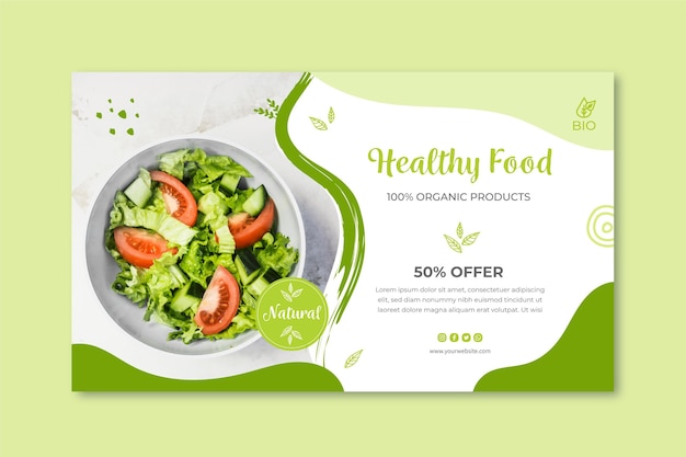 Vector gratuito banner de comida bio y saludable.