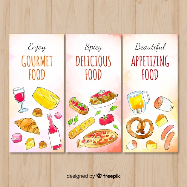 Banner comida deliciosos dibujada a mano