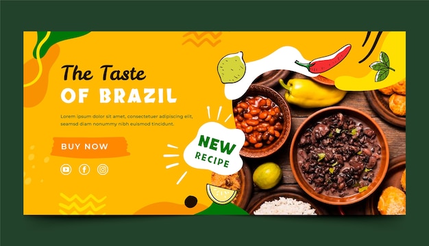 Vector gratuito banner de comida latam de diseño plano