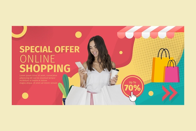 Vector gratuito banner de compras en línea