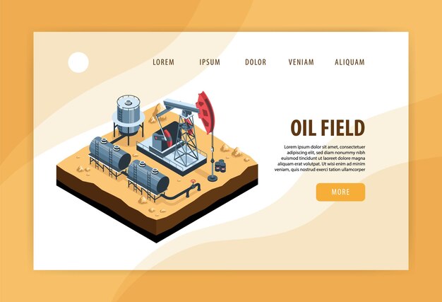 Banner de concepto de industria petrolera de petróleo isométrico para sitio web