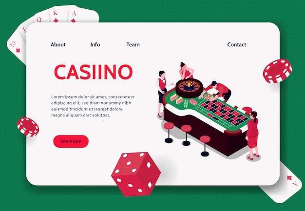 Vector gratuito banner de concepto isométrico con personas jugando a la ruleta en la ilustración 3d de casino