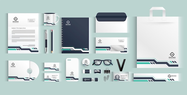 Vector gratuito banner de conjunto de papelería de negocios moderno para identidad corporativa