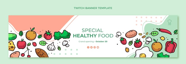Banner de contracción de alimentos saludables dibujados a mano