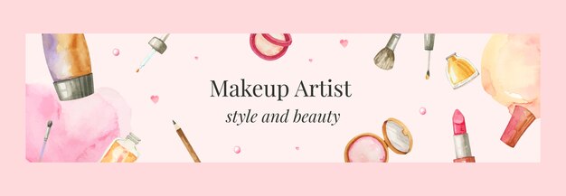 Banner de contracción de artista de maquillaje de acuarela