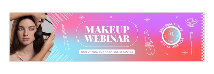 Vector gratuito banner de contracción de artista de maquillaje degradado