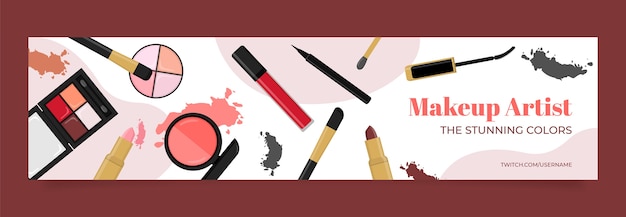 Vector gratuito banner de contracción de artista de maquillaje dibujado a mano