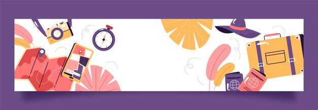 Banner de contracción de aventura de viaje de diseño plano