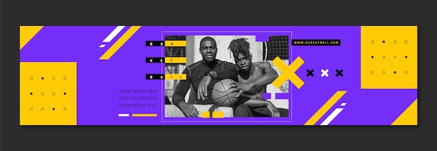 Vector gratuito banner de contracción de baloncesto de diseño plano