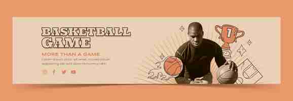 Vector gratuito banner de contracción de baloncesto vintage dibujado a mano