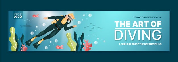 Banner de contracción de buceo dibujado a mano
