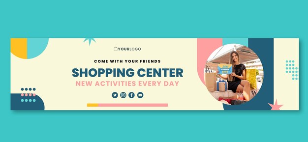 Banner de contracción de centro comercial de diseño plano