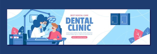 Vector gratuito banner de contracción de clínica dental de diseño plano dibujado a mano