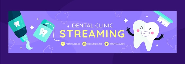 Vector gratuito banner de contracción de clínica dental de diseño plano